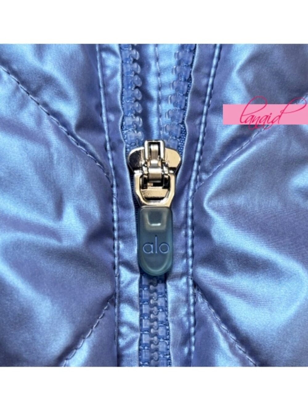 Alo Pearlized Stormy Puffer Infinity Blue Iridescent Holographic Warm Puffy Coat - Picture 10 of 14